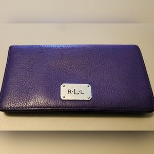 Ralph Lauren Purple Leather Checkbook Wallet